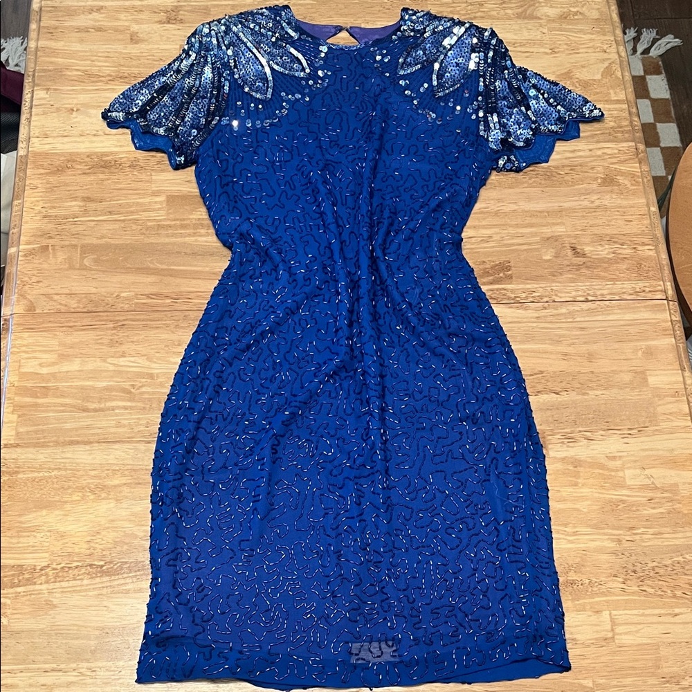 American Vintage Royal Blue Embellished Midi Dress